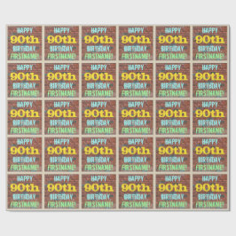 レンガの壁の落書きにインスパイアされた90歳の誕生日+名前 ラッピングペーパー