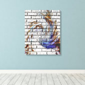 レンガの壁の落書き キャンバスプリント (インサイチュ (ウッドフロア))