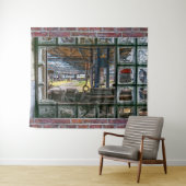 レンガの壁壊れた窓グラフィティウォールアート タペストリー (インサイチュ(横))