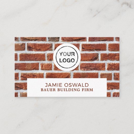 レンガの壁, 建設会社 ロゴ, ビルダー 名刺 (正面)