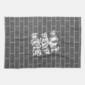 レンガの壁 – 特別な文字を追加/追加 キッチンタオル (横)