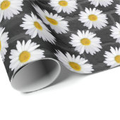レンガの背景に白いデイジー ラッピングペーパー (ロールコーナー)