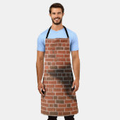 レンガの茶色の壁 エプロン (着用した状態)
