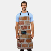 レンガの茶色の壁 エプロン (着用した状態)