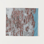 レンガの茶色の壁 タペストリー (正面(横))