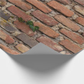 レンガの茶色の壁 ラッピングペーパー (角)