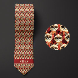 レンガの赤い幾何学模様 ネクタイ