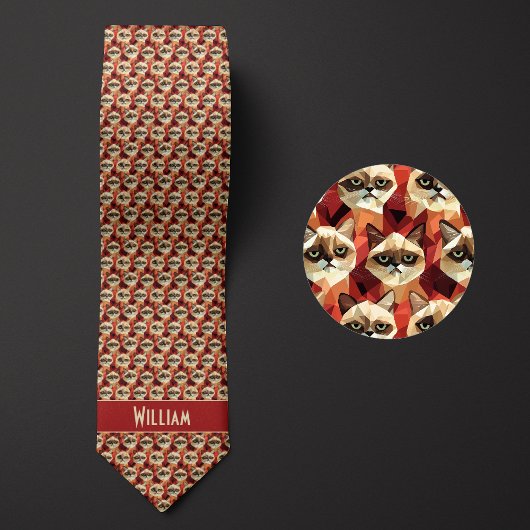 レンガの赤い幾何学模様 ネクタイ