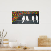 レンガの鳥の壁：落書き壁 ポスター (キッチン)