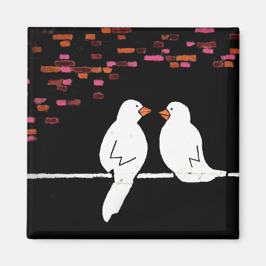 レンガの鳥の壁:落書き壁 マグネット (正面)
