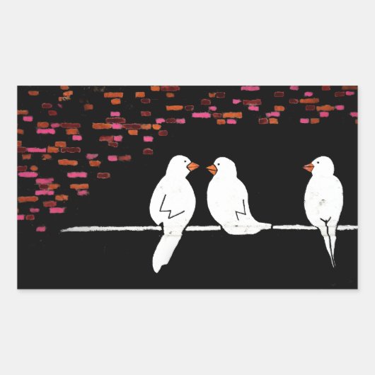 レンガの鳥の壁:落書き壁 長方形シール (正面)