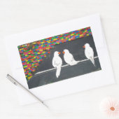レンガの鳥の壁:落書き壁 長方形シール (封筒)