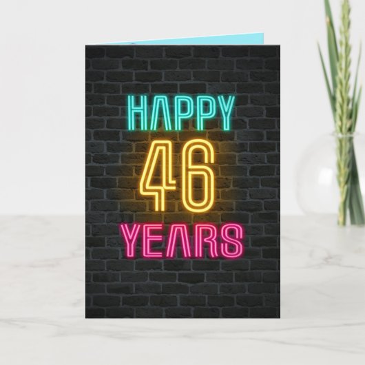 レンガの46歳の誕生日ネオンサイン カード (正面)