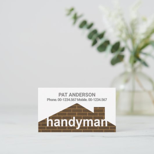 レンガウォール建物屋上建築ハンダマン 名刺 (スタンド正面)