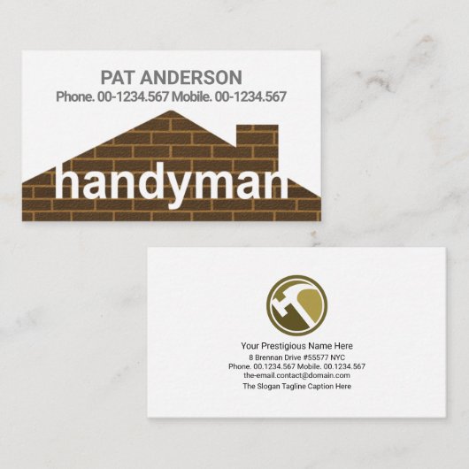 レンガウォール建物屋上建築ハンダマン 名刺 (正面/裏面)