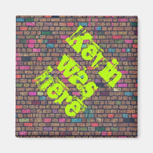 レンガカラフル素朴の壁のテクスチャ マグネット (正面)