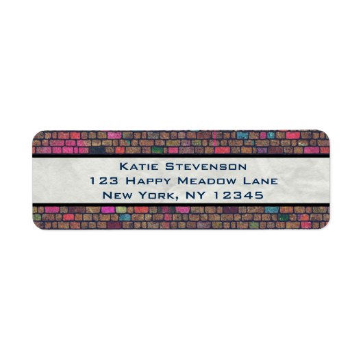 レンガカラフル素朴の壁のテクスチャ ラベル (正面)