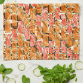 レンガデザインで明るい色調で分離 キッチンタオル (折り畳み)