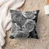 レンガバラ15 – 黒 – 白 – 正方形装飾用クッション クッション (ブランケット)