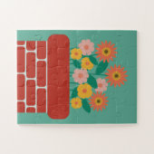 レンガモダンカラフル煙突に咲く庭 ジグソーパズル (横)