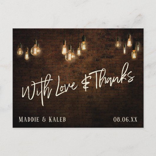 レンガ付き/ヴィンテージエジソンLights With Love & 感謝してい ポストカード (正面)