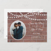 レンガ壁と弦の照明日付を保存 案内ポストカード (正面/裏面)