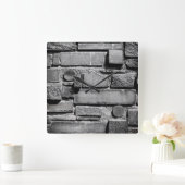 レンガ壁のテクスカッコいいチャパターン スクエア壁時計 (ホーム)