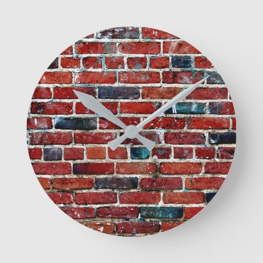 レンガ壁のテクスチカッコいいャパターン ラウンド壁時計 (正面)