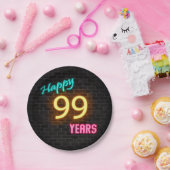 レンガ壁のネオン99サイン ペーパープレート (パーティー)