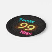 レンガ壁のネオン99サイン ペーパープレート (アングル)