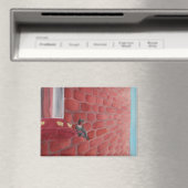 レンガ壁のハミングバード：マグネット3.5"x2.5" マグネット (インサイチュ (食洗機))