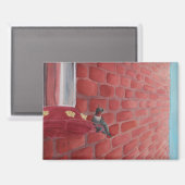 レンガ壁のハミングバード：マグネット3.5"x2.5" マグネット (正面/裏面)