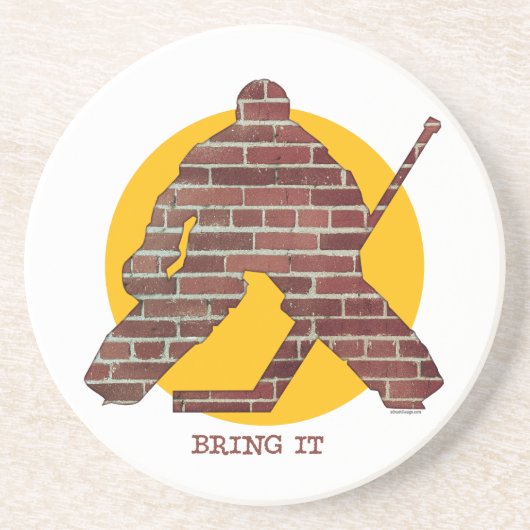 レンガ壁のホッケーのゴールキーパー コースター (正面)