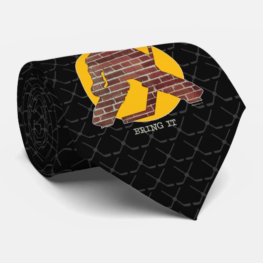 レンガ壁のホッケーのゴールキーパー ネクタイ (ロール)