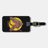 レンガ壁のホッケーのゴールキーパー ラゲッジタグ (正面横)