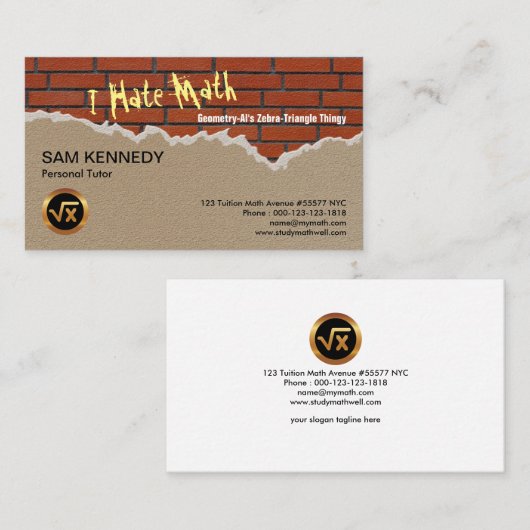 レンガ壁の創造的な数学の落書きの数学の個人教師 名刺 (正面/裏面)