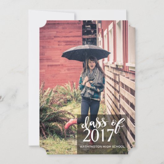 レンガ壁の卒業発表 招待状 (正面)