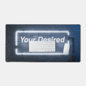 レンガ壁の明るいネオンフレーム デスクマット (キーボード&マウス)