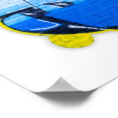 レンガ壁の青い落書き ポスター (角)