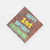 レンガ壁インスパイアグラフィティ1st誕生日+名前 スタンダードランチョンナプキン (角)