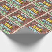 レンガ壁インスパイアグラフィティ1st誕生日+名前 ラッピングペーパー (角)