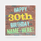 レンガ壁インスパイアグラフィティ30th誕生日+名前 スタンダードランチョンナプキン (正面)