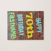 レンガ壁インスパイアグラフィティ70誕生日+名前 ジグソーパズル (横)