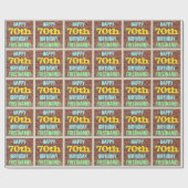 レンガ壁インスパイアグラフィティ70誕生日+名前 ラッピングペーパー (フラット)