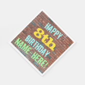 レンガ壁インスパイアグラフィティ8誕生日+名前 スタンダードランチョンナプキン (角)