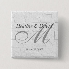 レンガ壁カリグラフィー スクリプト モノグラム ウェディング 缶バッジ