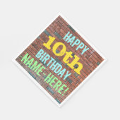 レンガ壁グラフィティインスパイア10誕生日+名前 スタンダードランチョンナプキン (角)