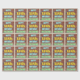 レンガ壁グラフィティインスパイア11誕生日+名前 ラッピングペーパー