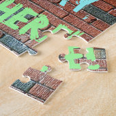 レンガ壁グラフィティインスパイア14誕生日+名前 ジグソーパズル (側面)