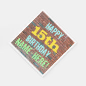 レンガ壁グラフィティインスパイア15誕生日+名前 スタンダードランチョンナプキン (角)